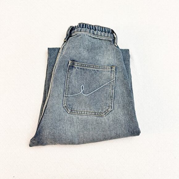 Egreis Wide Leg Distressed Light Wash Denim Jeans Size Small - Picture 1 of 8